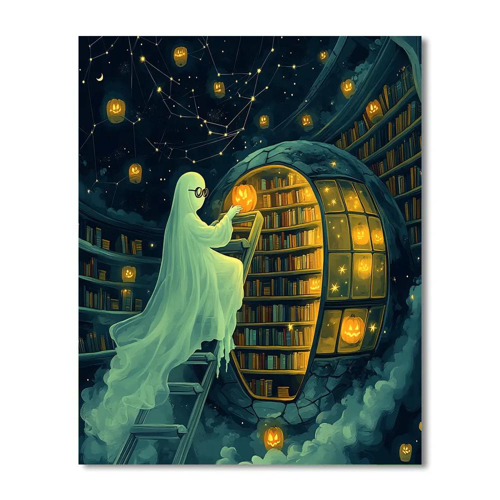 Library Of Halloween Whispering Lanterns Paint by numbers art