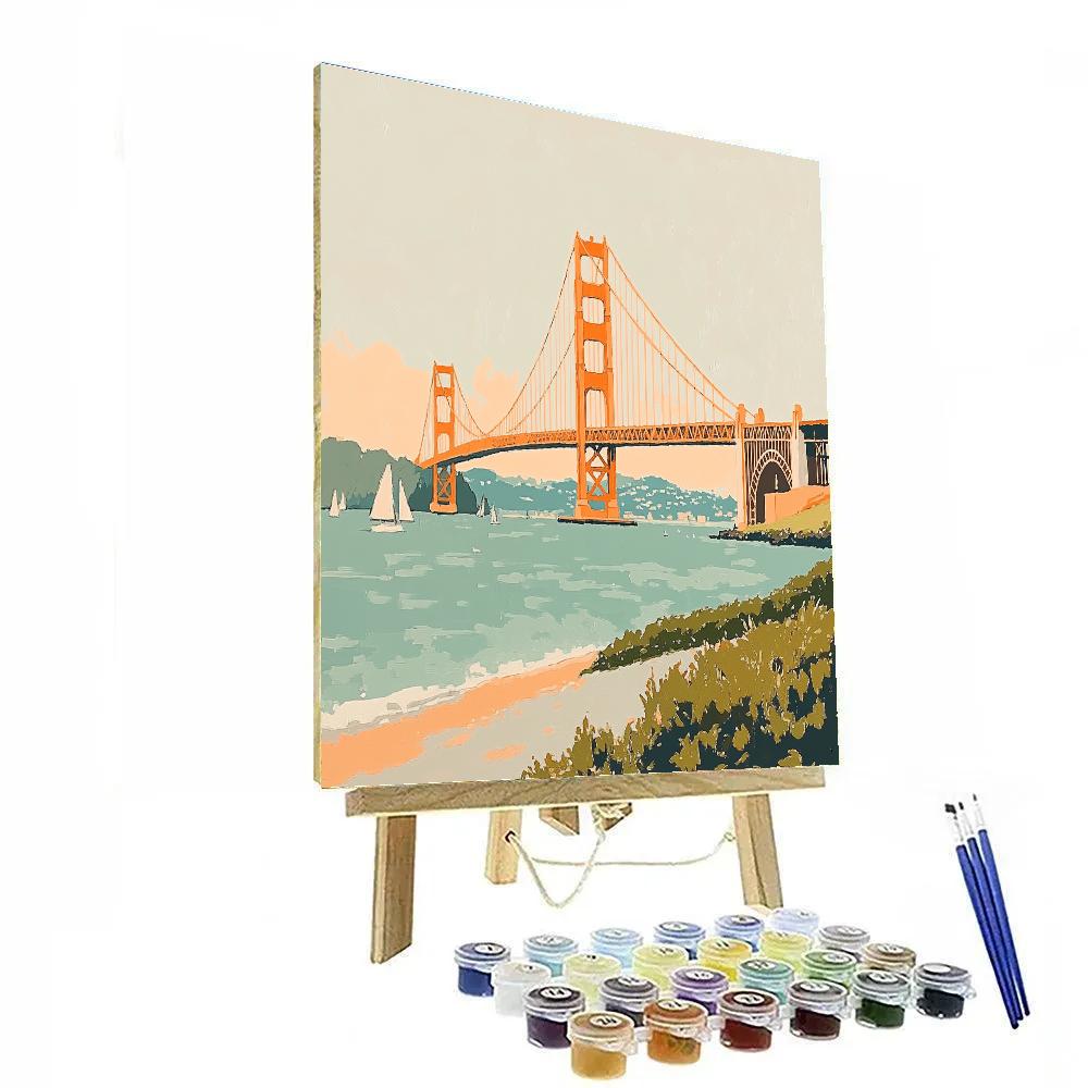 Foggy Morning At Golden Gate Bridge San Francisco United States paint by color
