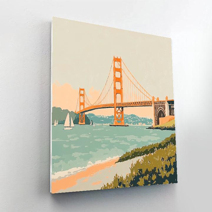 Foggy Morning At Golden Gate Bridge San Francisco United States paint by color