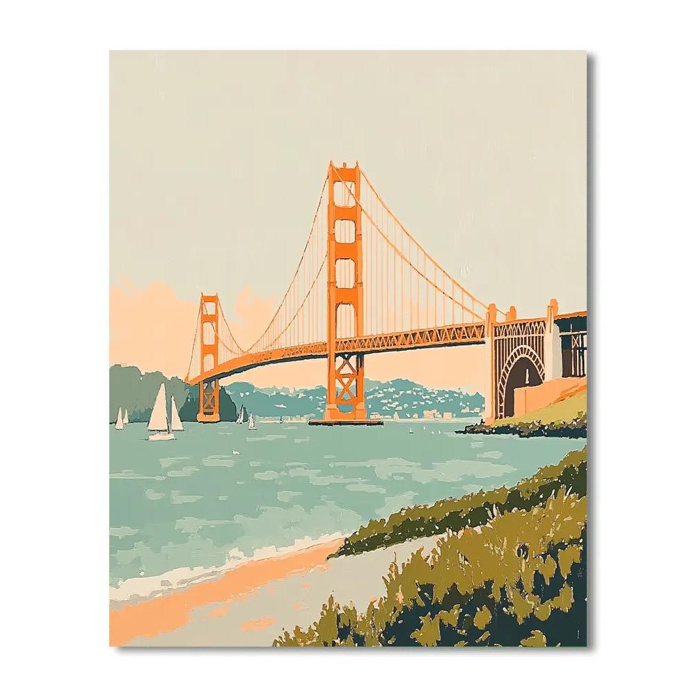 Foggy Morning At Golden Gate Bridge San Francisco United States paint by color