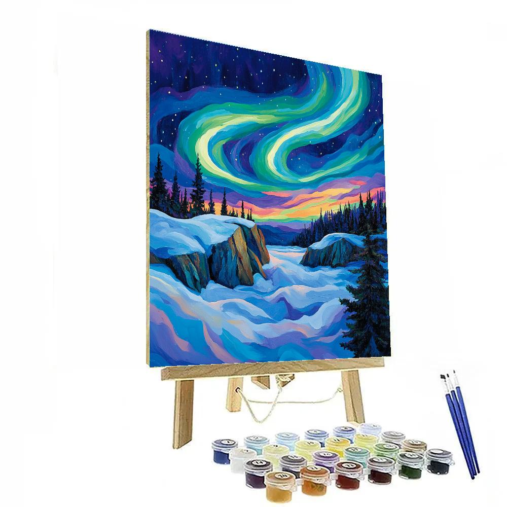 A.Y. Jackson Inspired Aurora Snowfields Over The Canadian Shield Numbered painting kits