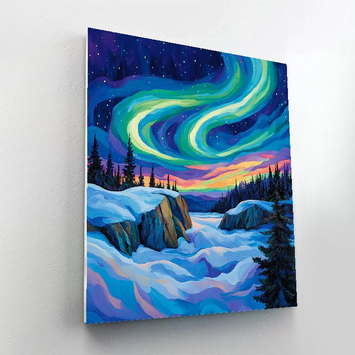 A.Y. Jackson Inspired Aurora Snowfields Over The Canadian Shield Numbered painting kits