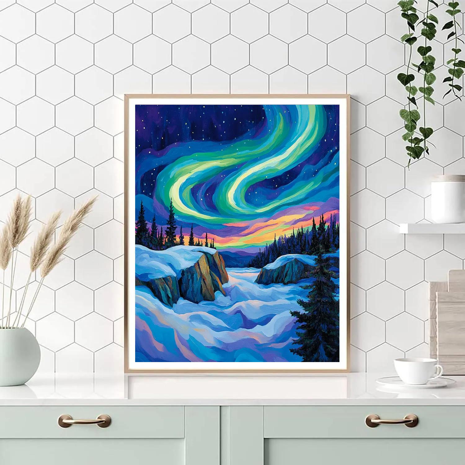 A.Y. Jackson Inspired Aurora Snowfields Over The Canadian Shield Numbered painting kits