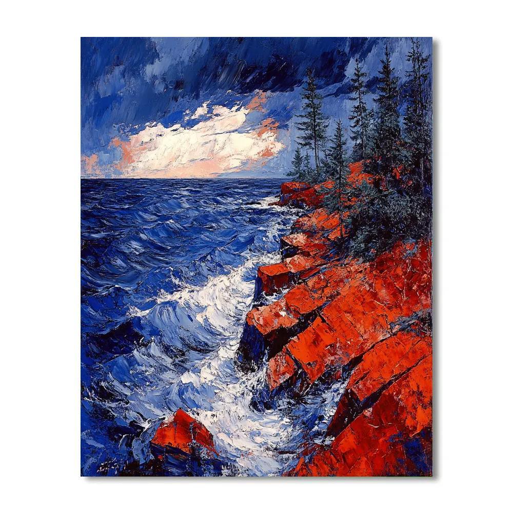 Arthur Lismer Inspired Sgraffito Gale Over Granite Narrows Painting by numbers kit