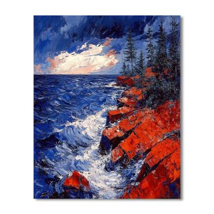 Arthur Lismer Inspired Sgraffito Gale Over Granite Narrows Painting by numbers kit