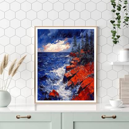 Arthur Lismer Inspired Sgraffito Gale Over Granite Narrows Painting by numbers kit