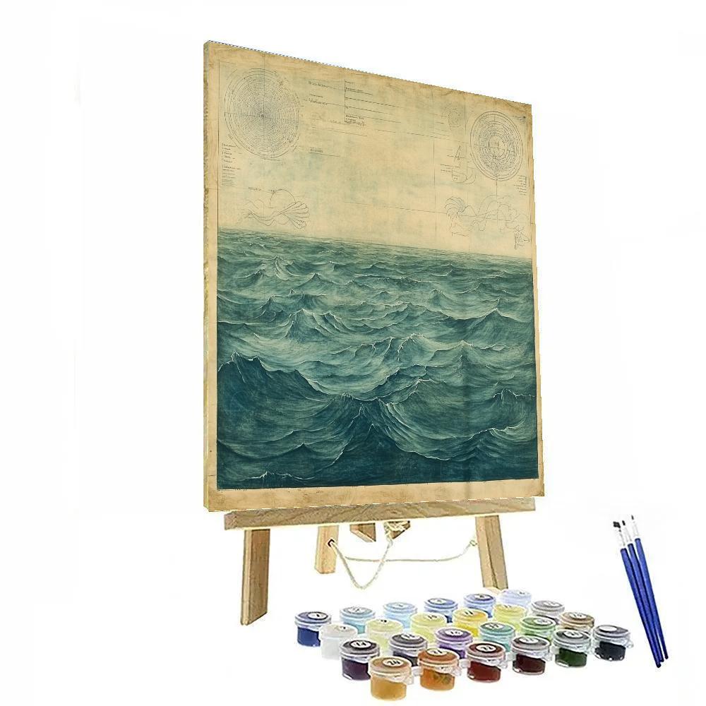 Leonardo Da Vinci Inspired Ocean Current Whorls painting number kit