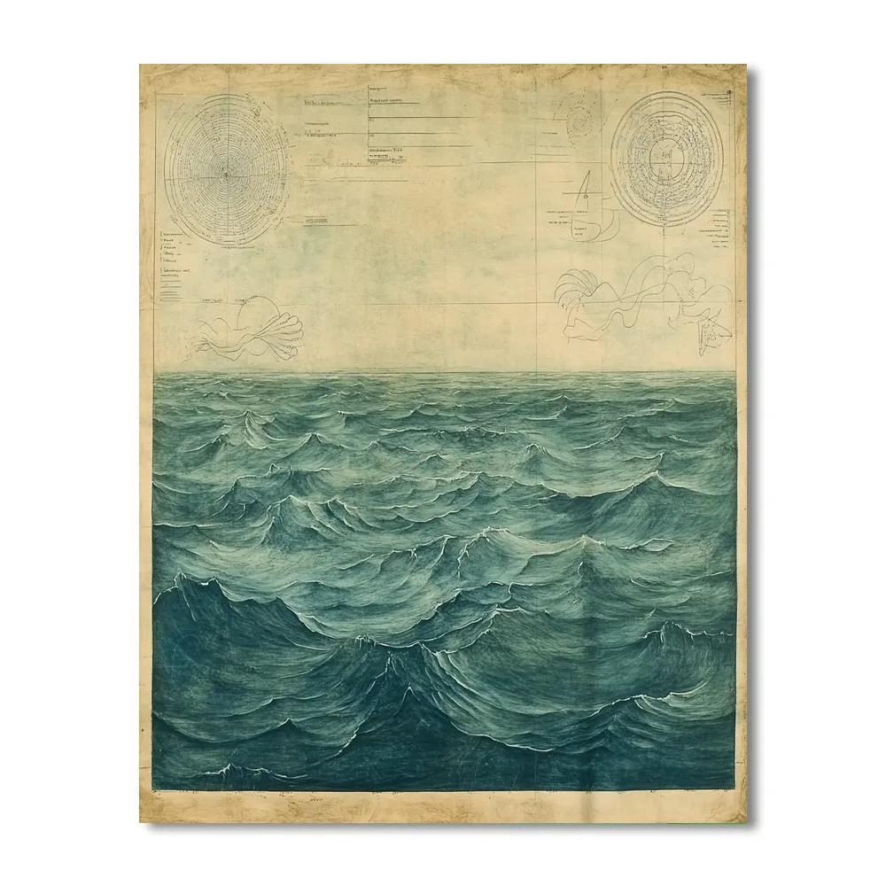 Leonardo Da Vinci Inspired Ocean Current Whorls painting number kit