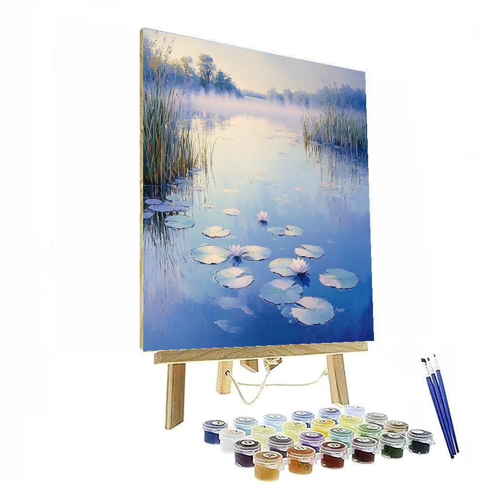 Claude Monet Inspired Opaline Waterlilies Under Pearl Dawn paint by numbers