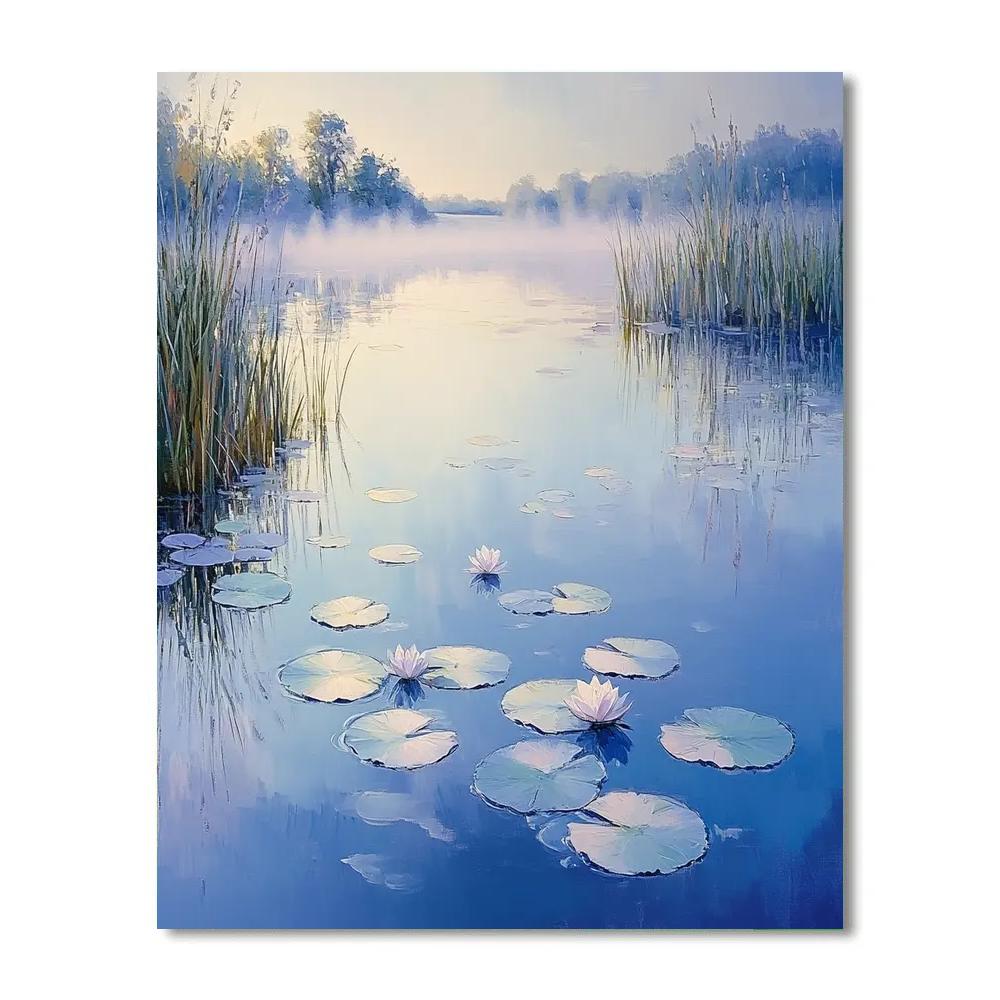 Claude Monet Inspired Opaline Waterlilies Under Pearl Dawn paint by numbers