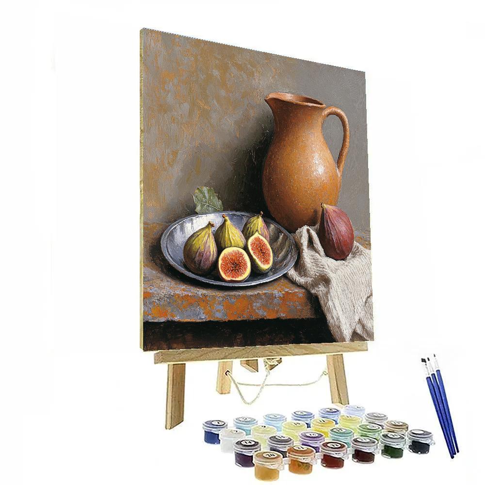 Diego Velázquez Inspired Market Still Life Of Figs Quince And Clay Pitcher painting number kit