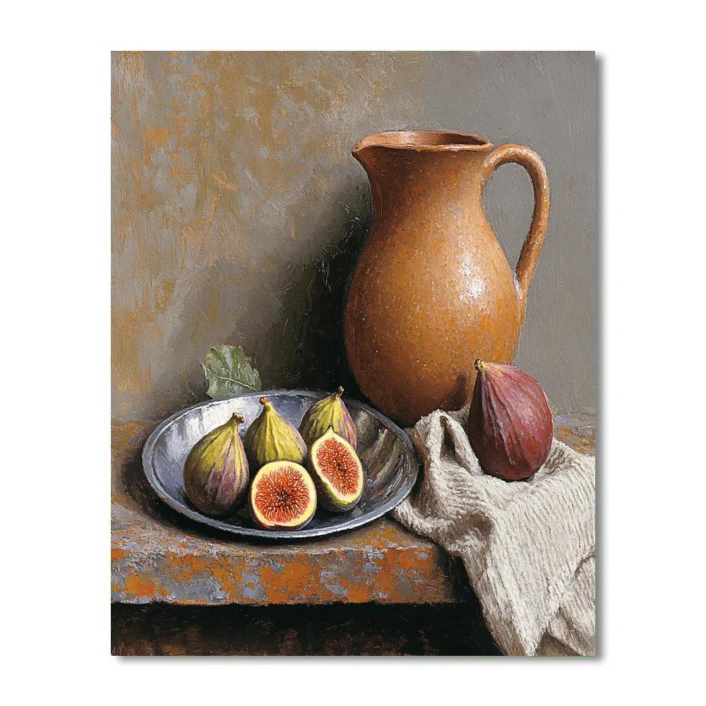 Diego Velázquez Inspired Market Still Life Of Figs Quince And Clay Pitcher painting number kit
