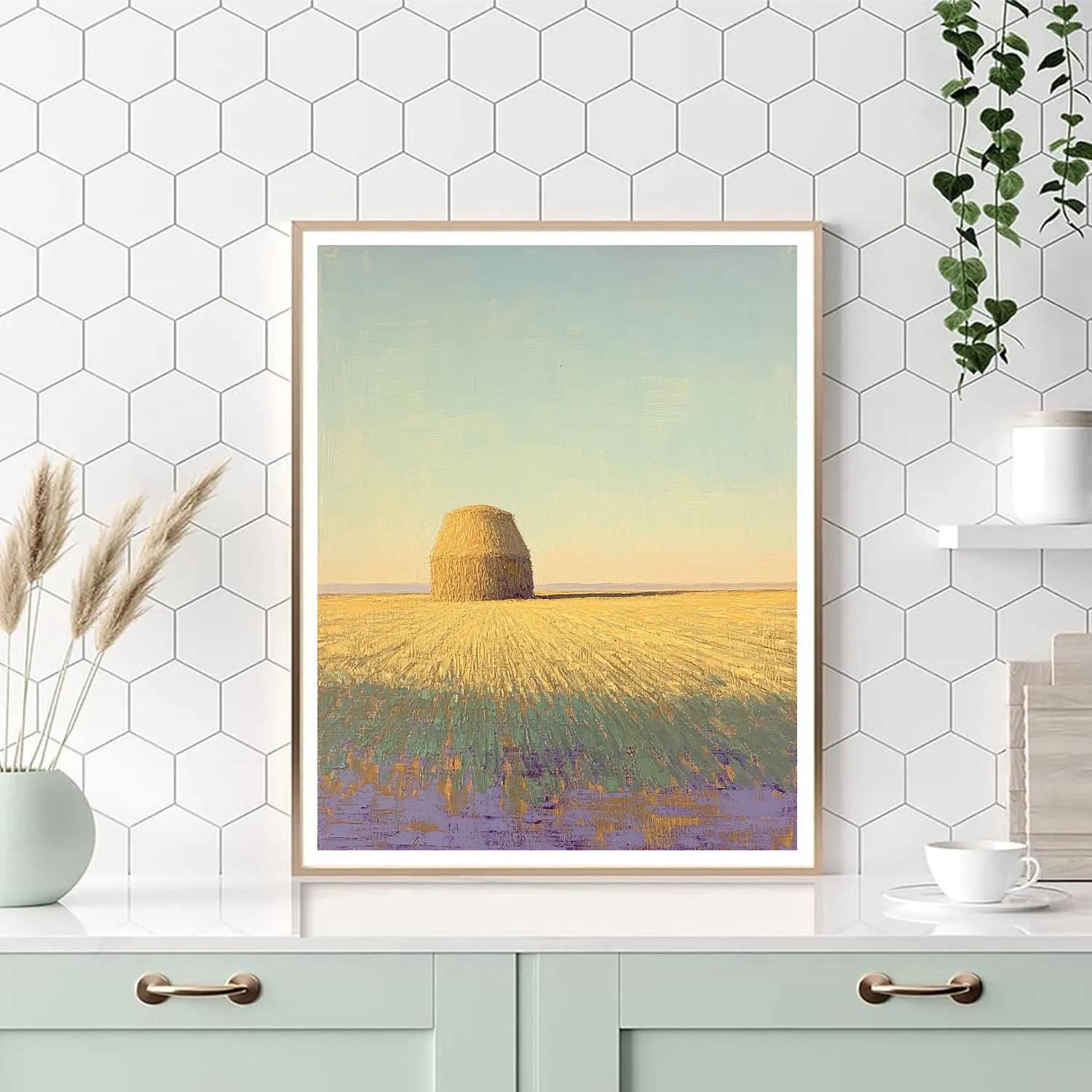 Claude Monet Inspired Haystack Glow In Amber Afterlight Paint by numbers kits