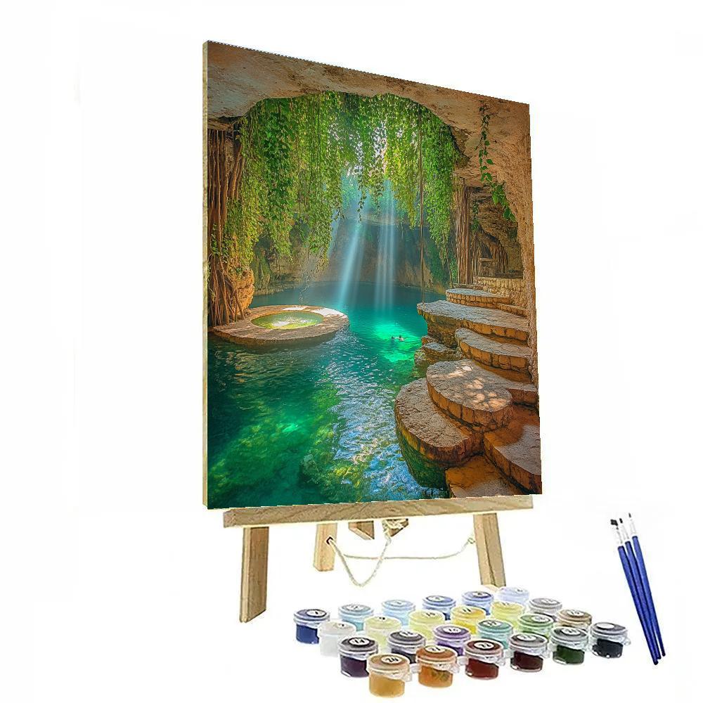 Crystal Blue In Cenote Zaci Valladolid Mexico Paint by numbers kits