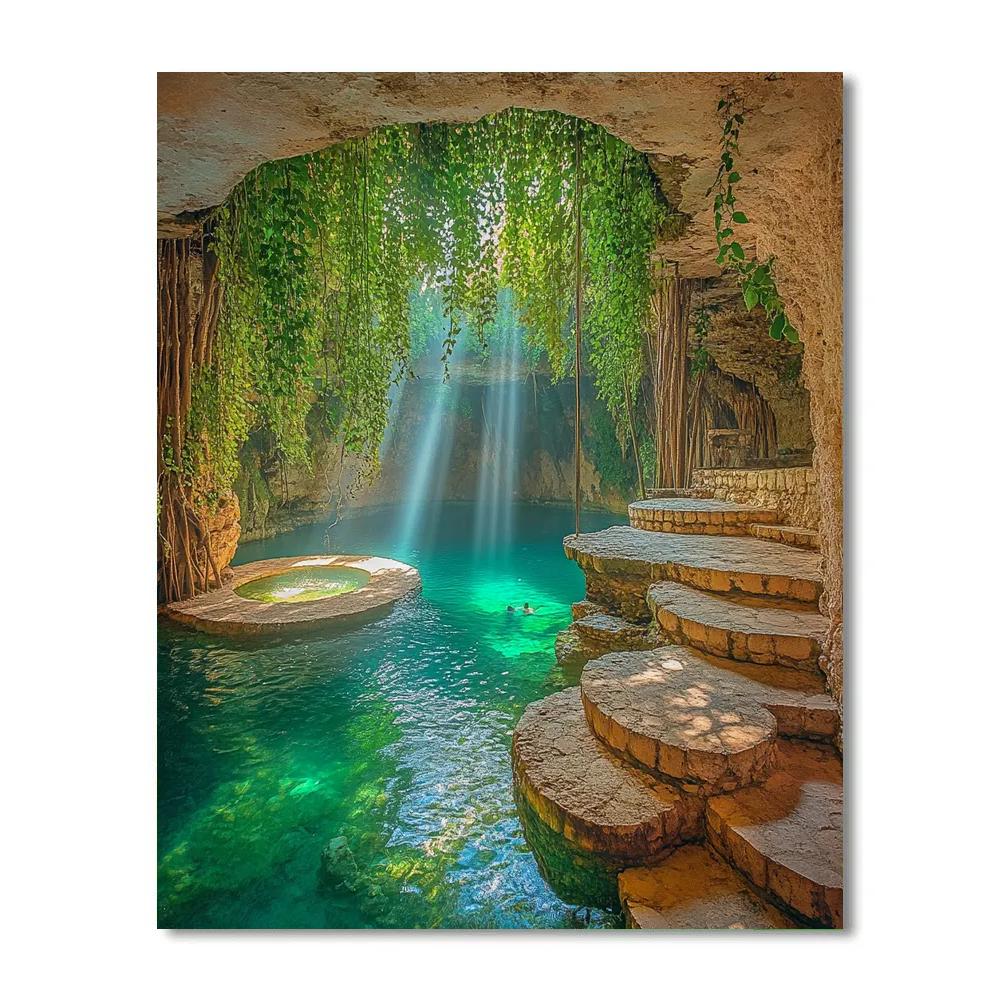Crystal Blue In Cenote Zaci Valladolid Mexico Paint by numbers kits