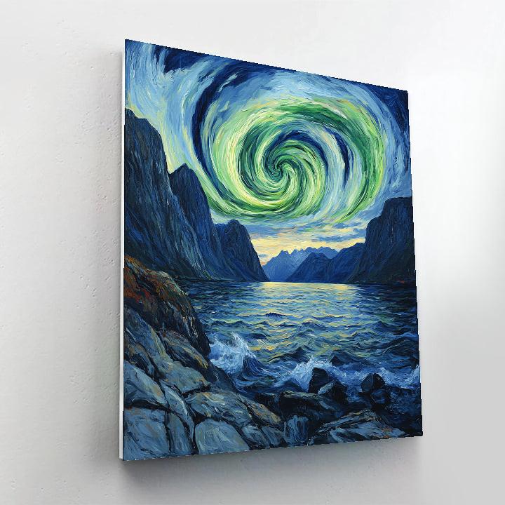 Edvard Munch Inspired Aurora Over The Silent Fjord Rift Paint by numbers kits