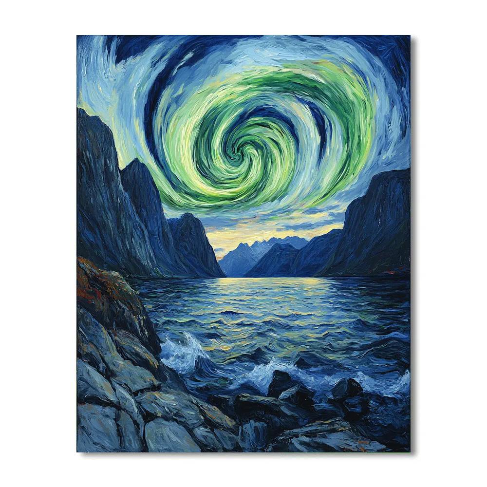 Edvard Munch Inspired Aurora Over The Silent Fjord Rift Paint by numbers kits