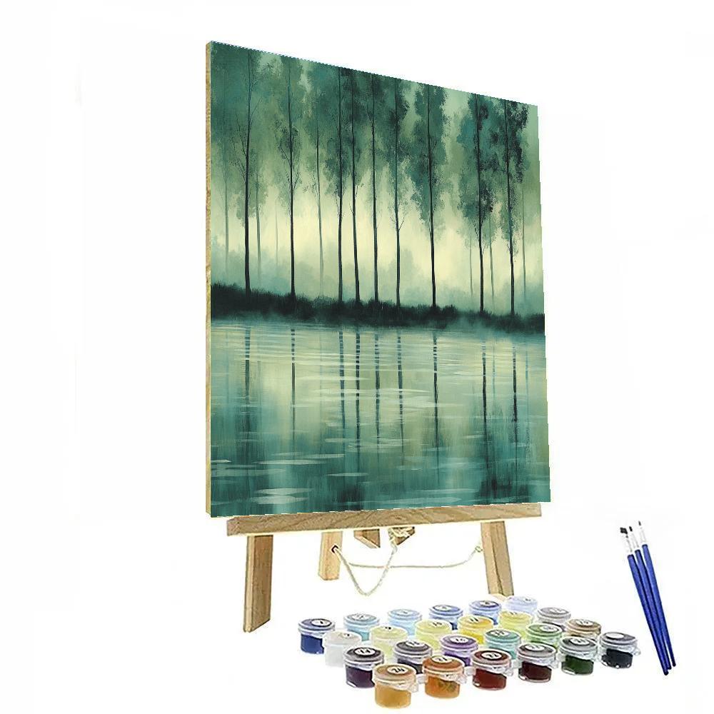Claude Monet Inspired Poplar Row In Silver River Mist painting number kit