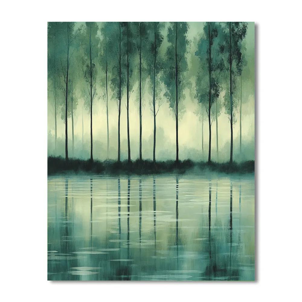 Claude Monet Inspired Poplar Row In Silver River Mist painting number kit