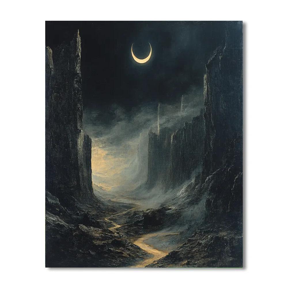 Francisco Goya Inspired Lunar Halo Over Basalt Ravine Number painting