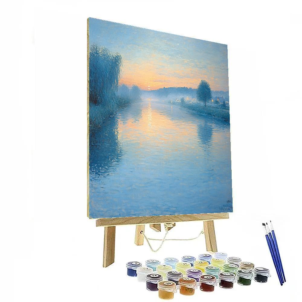 Monet Inspired Misty River Sunrise paint by color