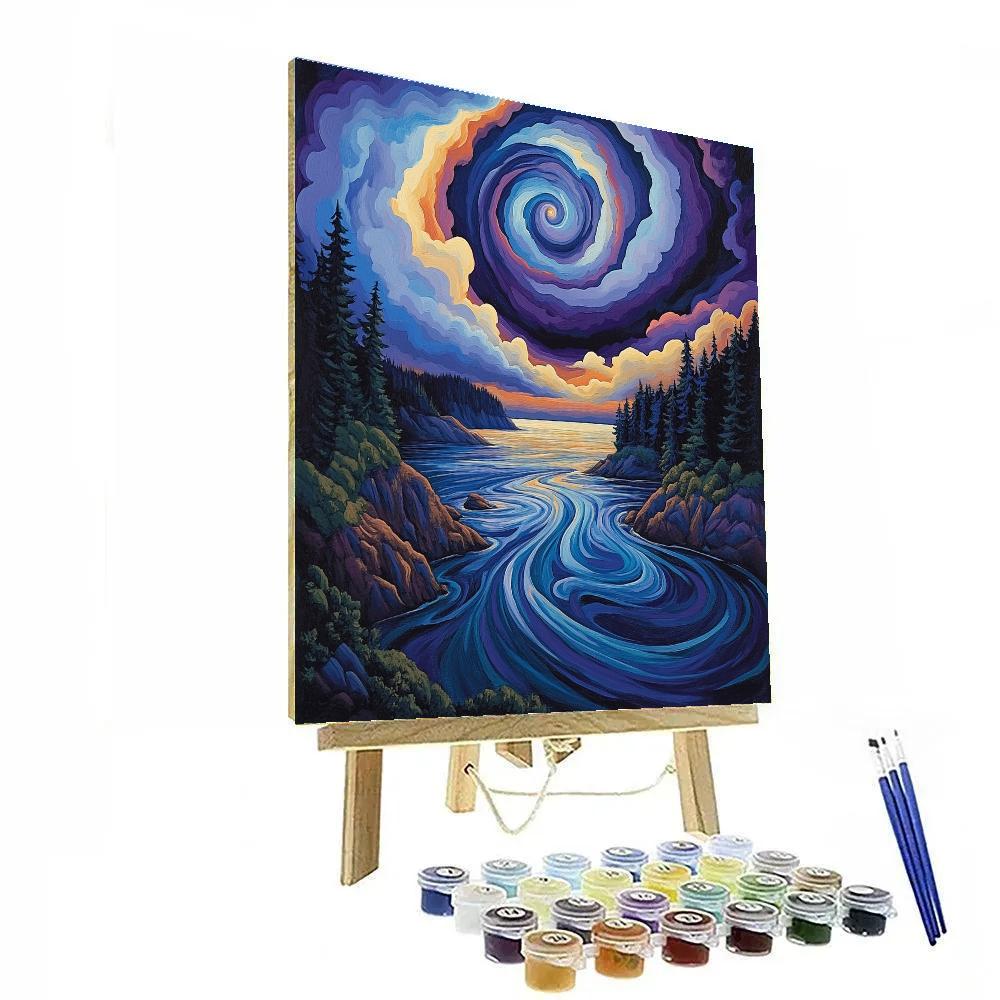Emily Carr Inspired Storm Spiral Above Pacific Inlet DIY paint by numbers