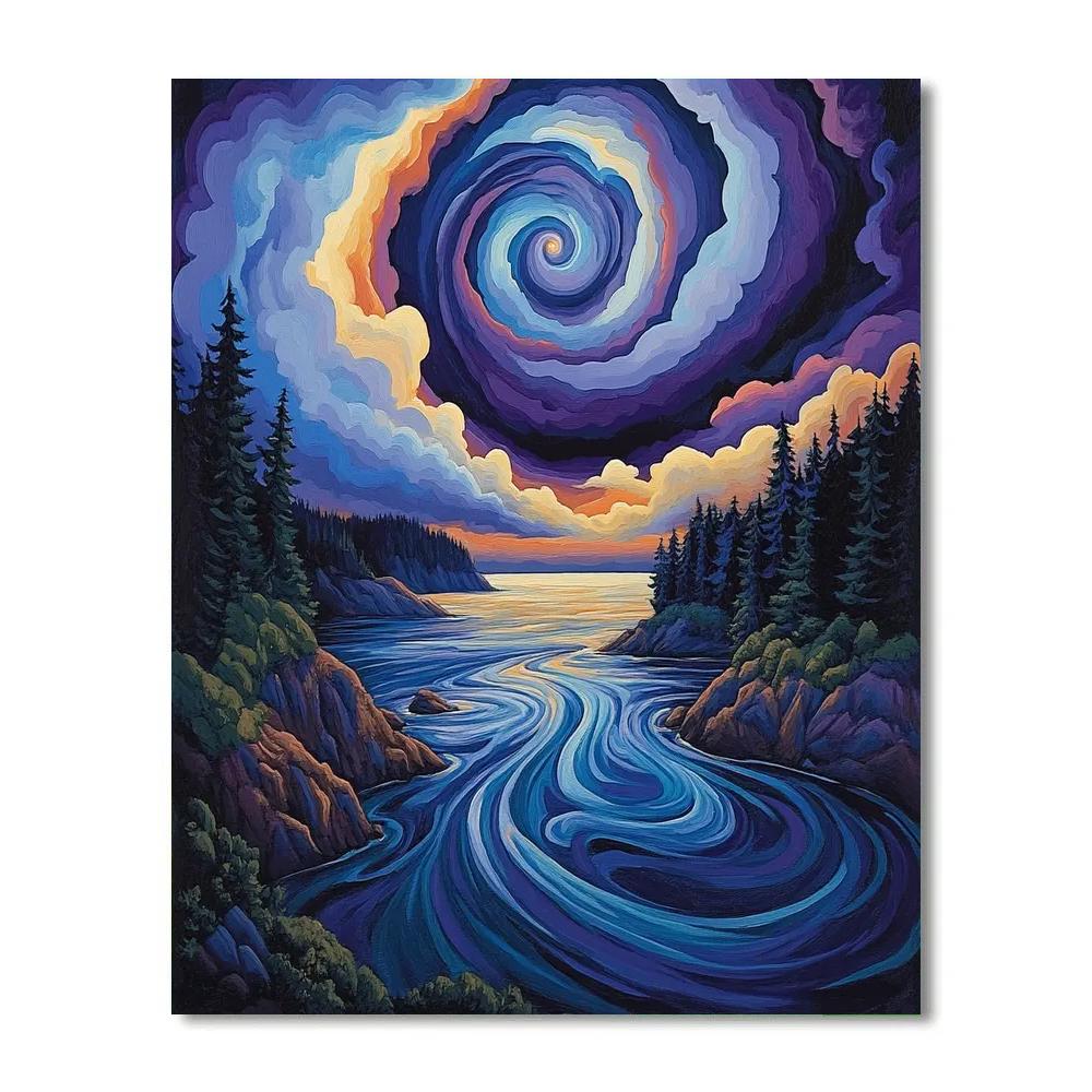Emily Carr Inspired Storm Spiral Above Pacific Inlet DIY paint by numbers