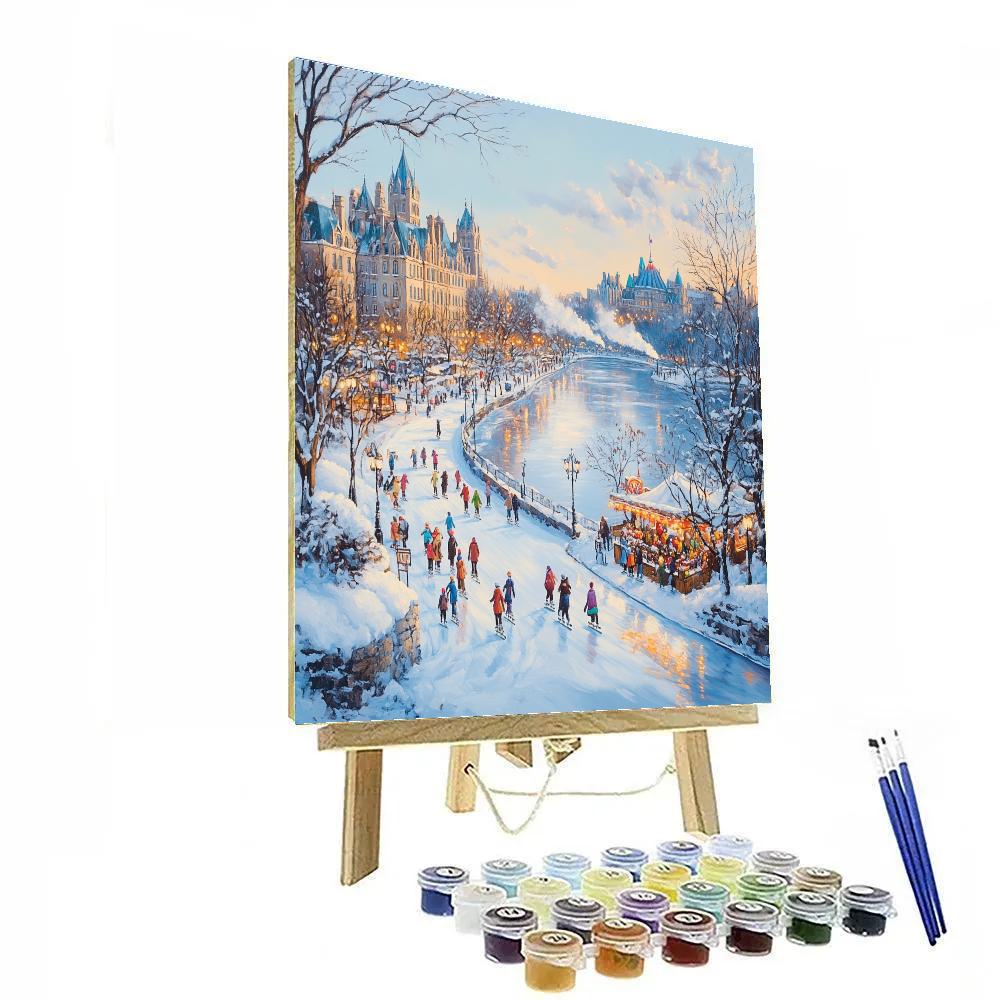 Winter Ice Skating At Rideau Canal Ottawa Canada Numbered painting kits