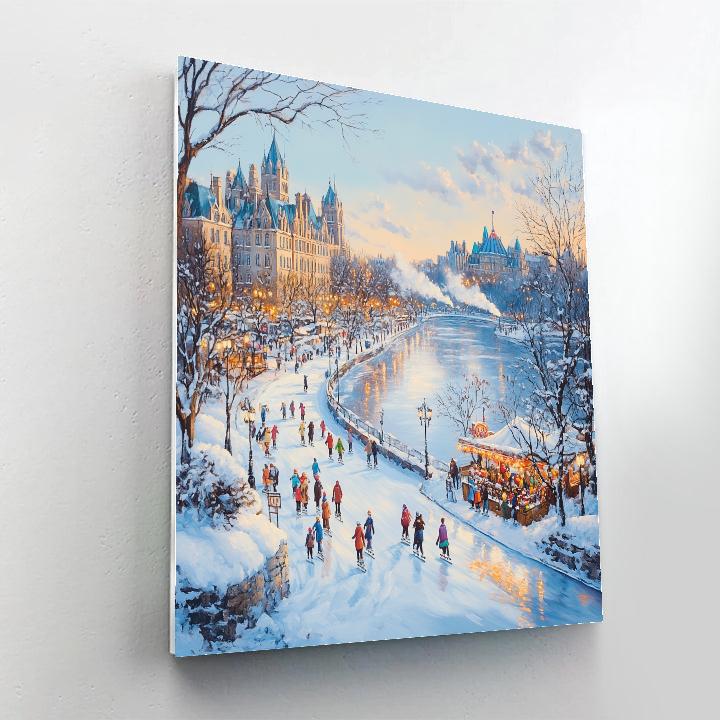 Winter Ice Skating At Rideau Canal Ottawa Canada Numbered painting kits