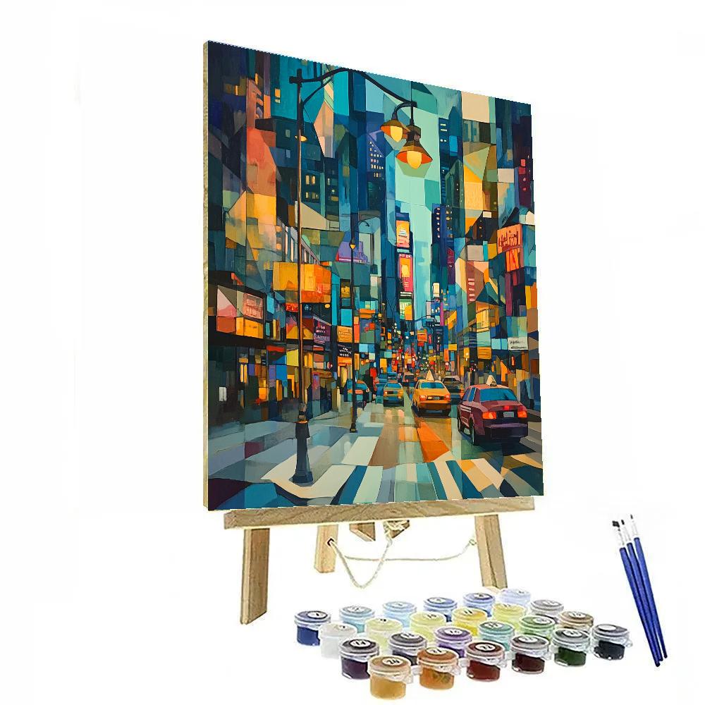 Picasso Inspired Cubist Citylights paint by color