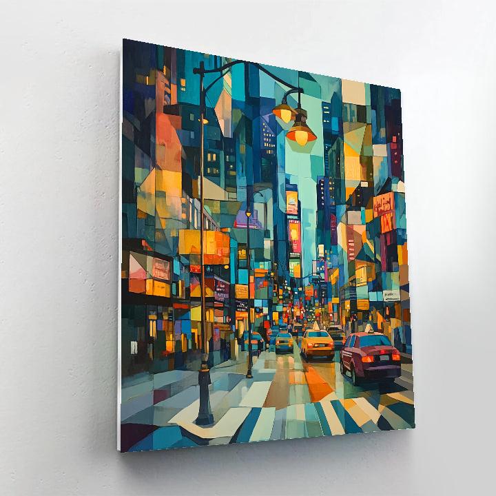 Picasso Inspired Cubist Citylights paint by color