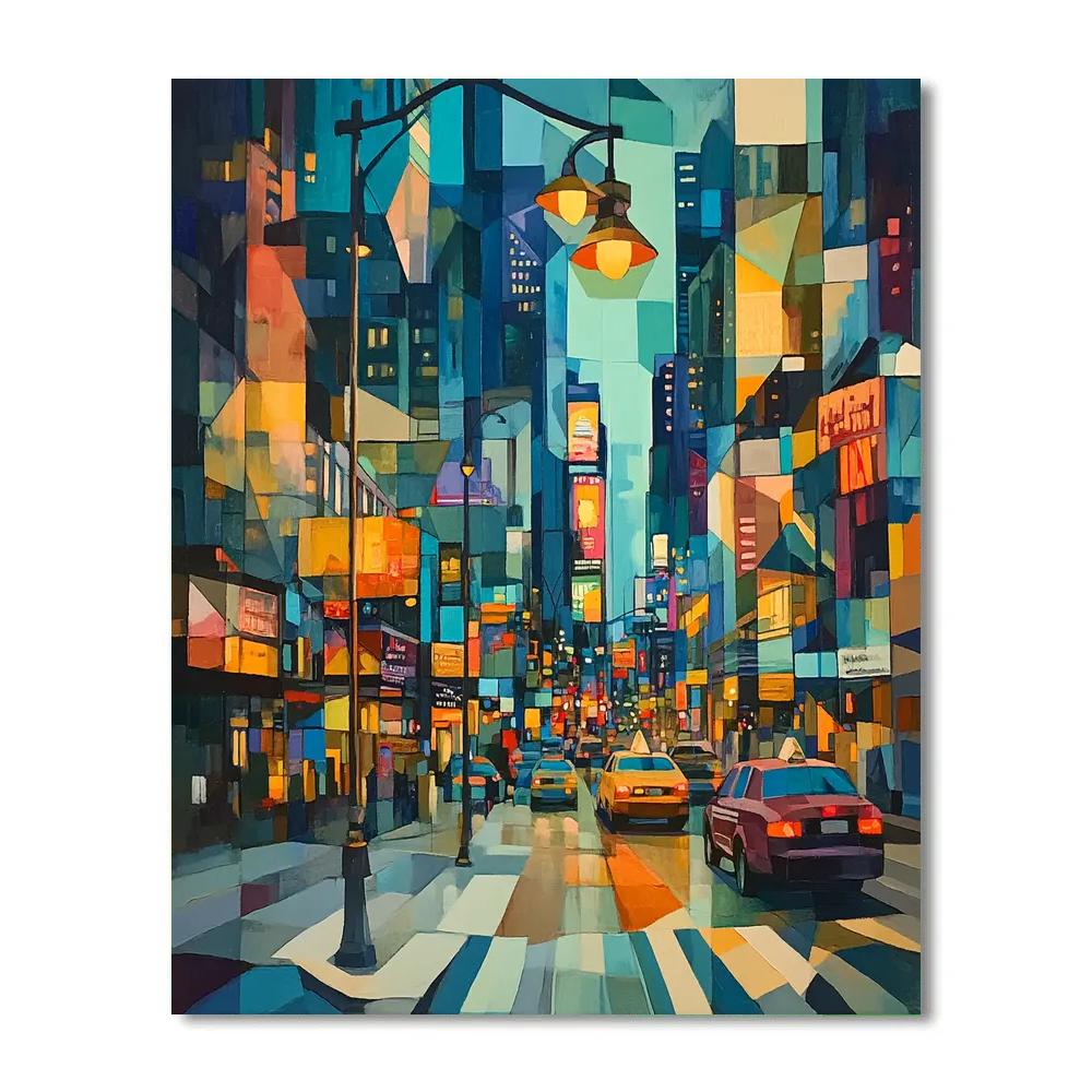 Picasso Inspired Cubist Citylights paint by color