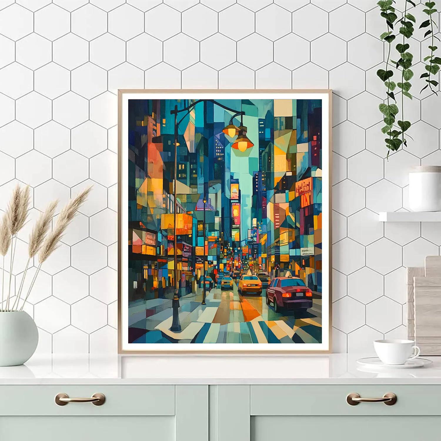 Picasso Inspired Cubist Citylights paint by color