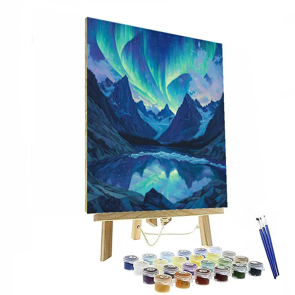 Frederick Varley Inspired Aurora Over Obsidian Ridge Paint by numbers art