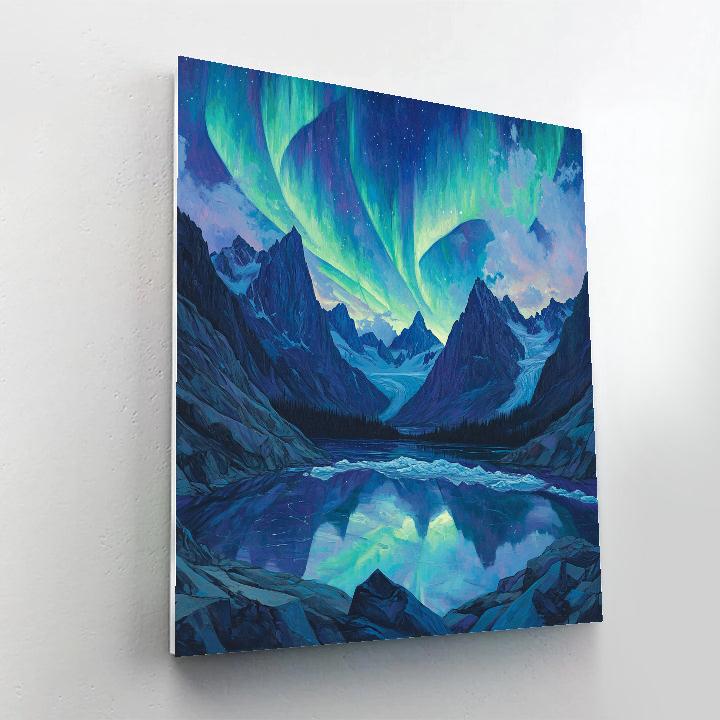 Frederick Varley Inspired Aurora Over Obsidian Ridge Paint by numbers art
