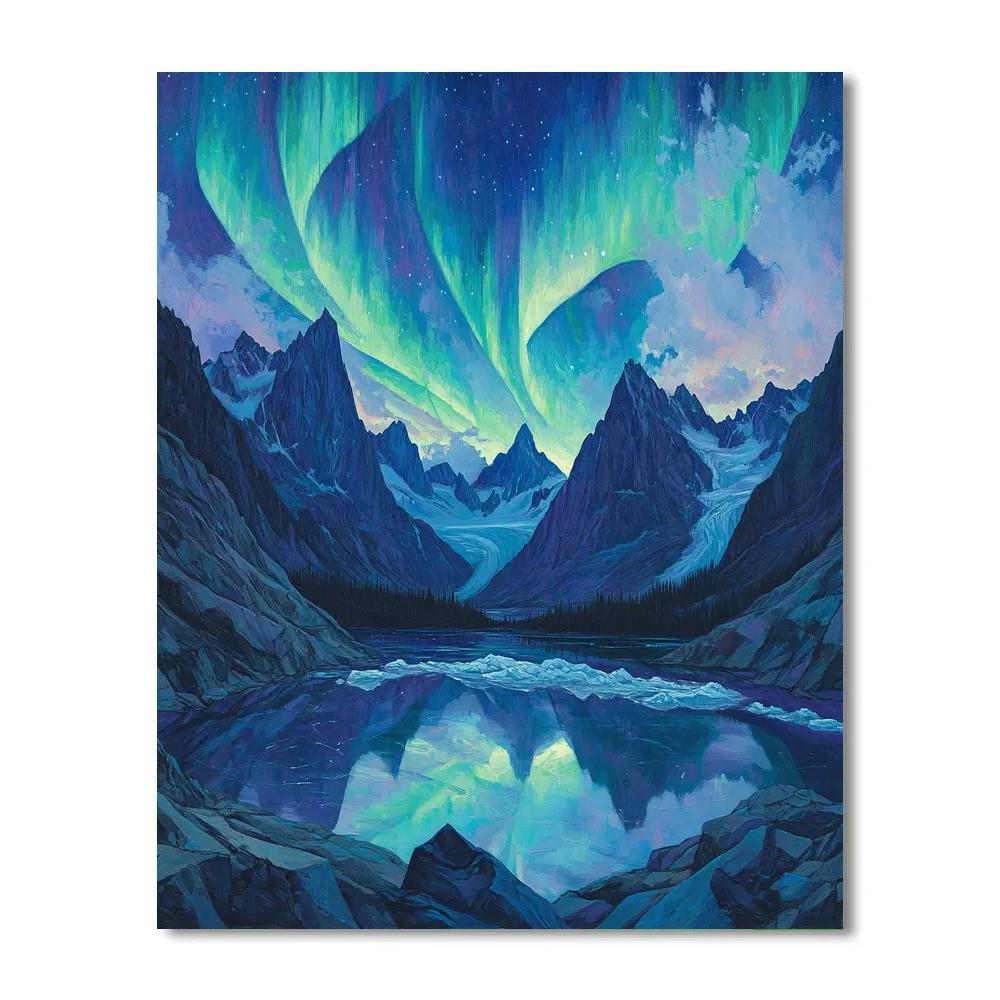 Frederick Varley Inspired Aurora Over Obsidian Ridge Paint by numbers art