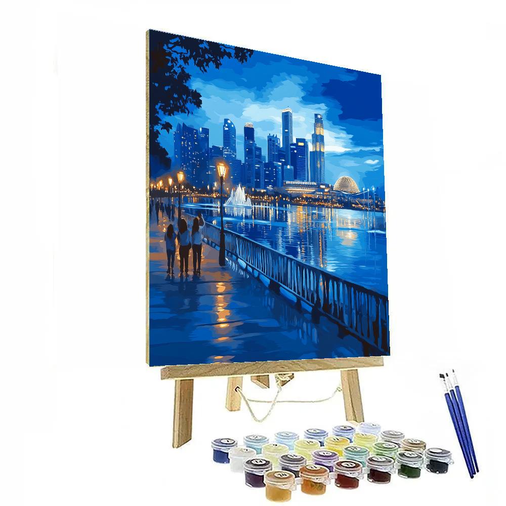 Blue Hour At Marina Bay Sands Waterfront Singapore Painting by numbers kit