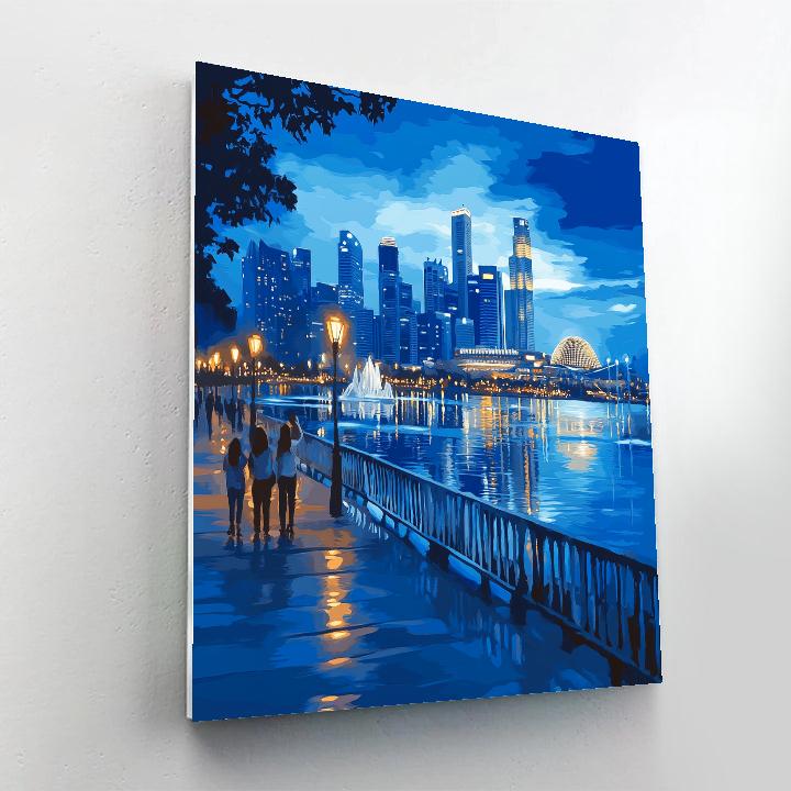 Blue Hour At Marina Bay Sands Waterfront Singapore Painting by numbers kit