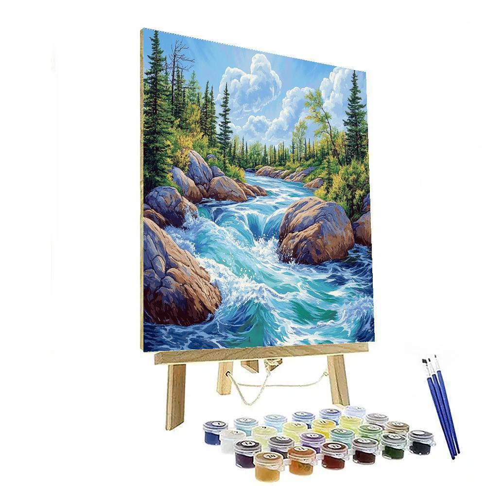 Franklin Carmichael Inspired Spring Meltwater Rapids And Birch Ridge paint by number