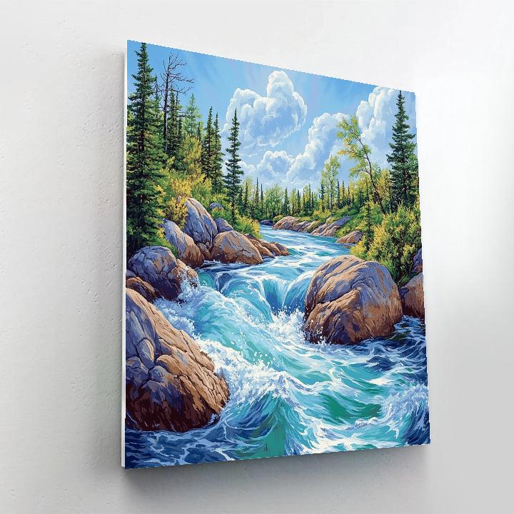 Franklin Carmichael Inspired Spring Meltwater Rapids And Birch Ridge paint by number