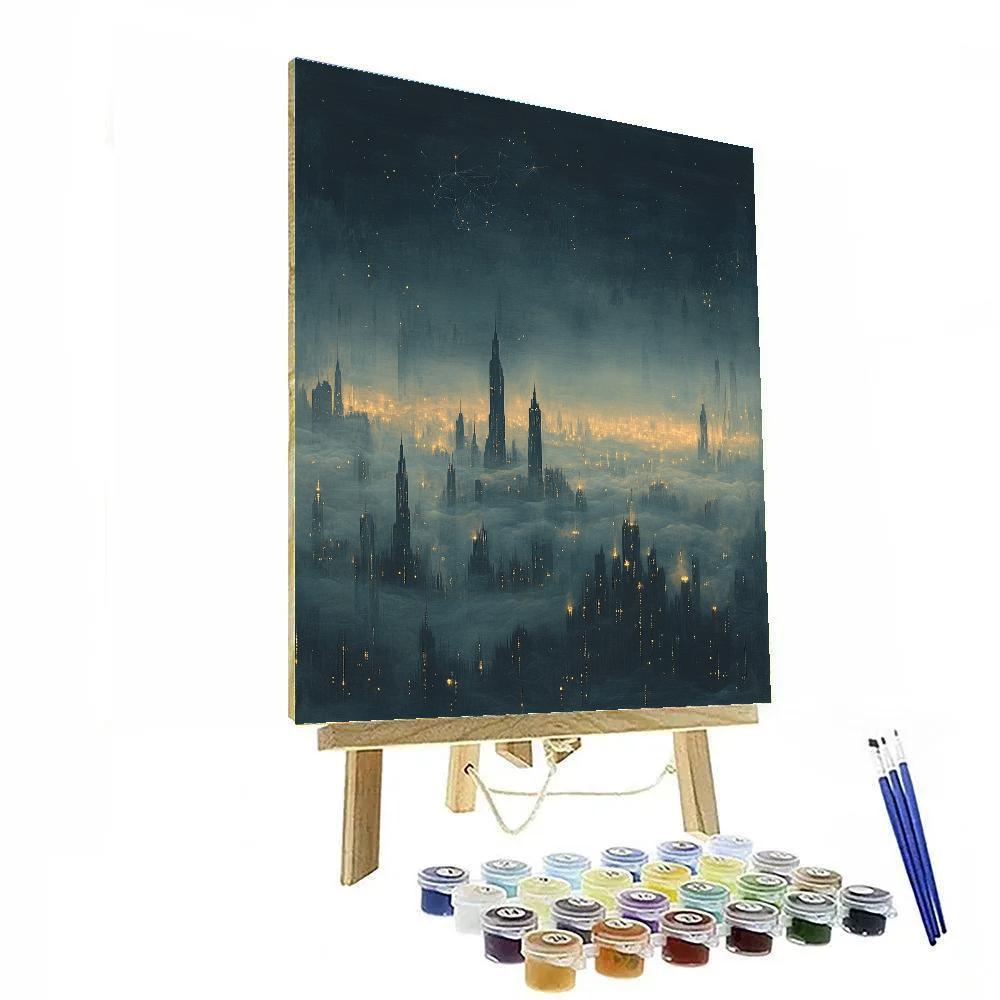 Leonardo Da Vinci Inspired Citylights As Luminous Haze Paint by numbers kits