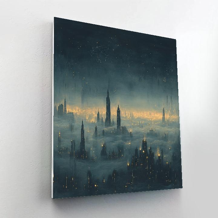 Leonardo Da Vinci Inspired Citylights As Luminous Haze Paint by numbers kits