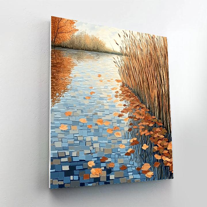 Claude Monet Inspired Autumn Pond With Copper Reed Reflections Paint by numbers kits