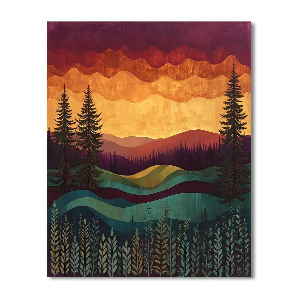 Frederick Varley Inspired Ember Dusk Through Wind Combed Pines Numbered painting kits