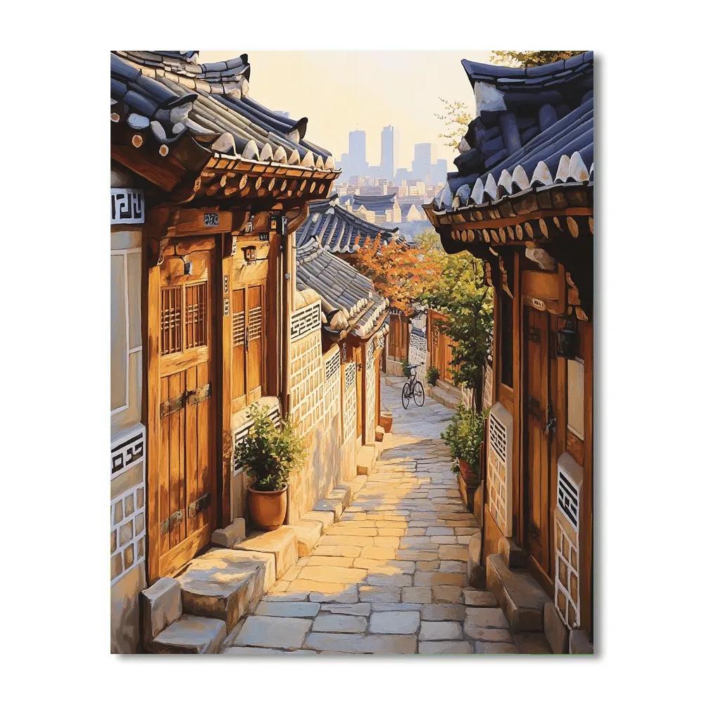 Hidden Courtyard Of Hanok Village Alley Seoul South Korea Painting by numbers kit