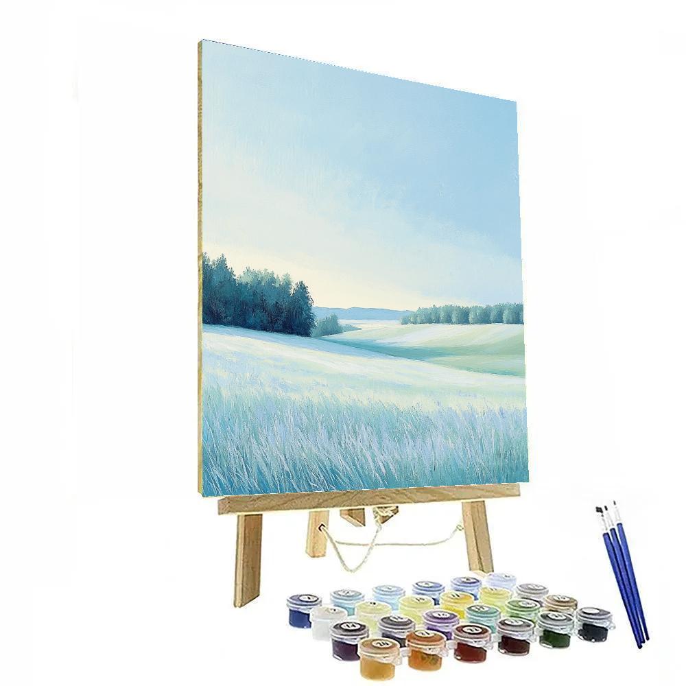 Claude Monet Inspired Frosted Meadow In Pale Blue Morning painting number kit