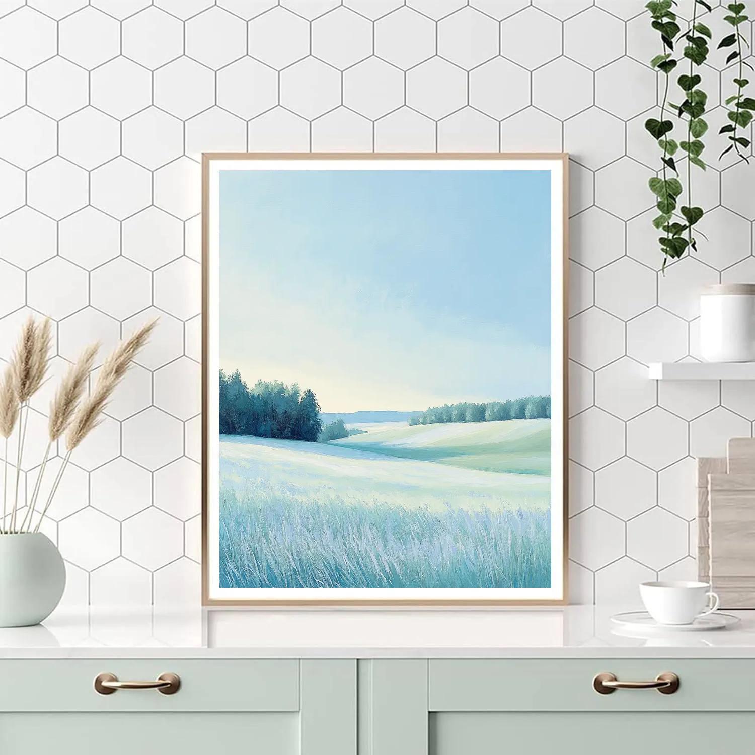 Claude Monet Inspired Frosted Meadow In Pale Blue Morning painting number kit