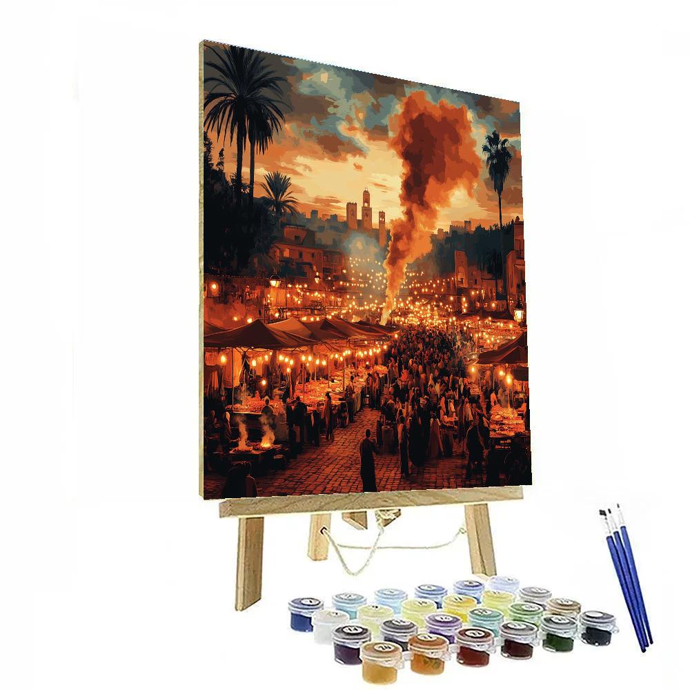 Market Color Burst At Jemaa El Fnaa Marrakech Morocco paint by color