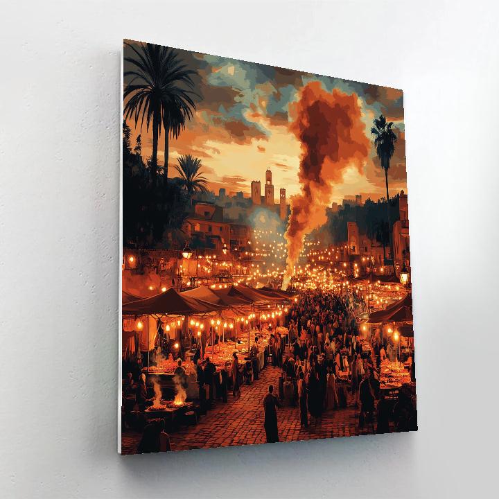 Market Color Burst At Jemaa El Fnaa Marrakech Morocco paint by color