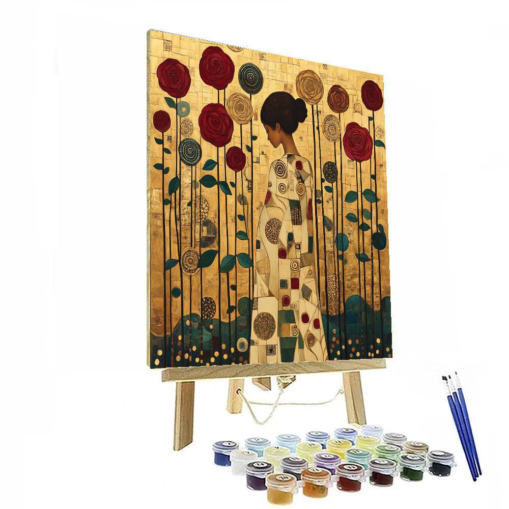 Gustav Klimt Inspired Golden Rose Garden Numbered painting kits